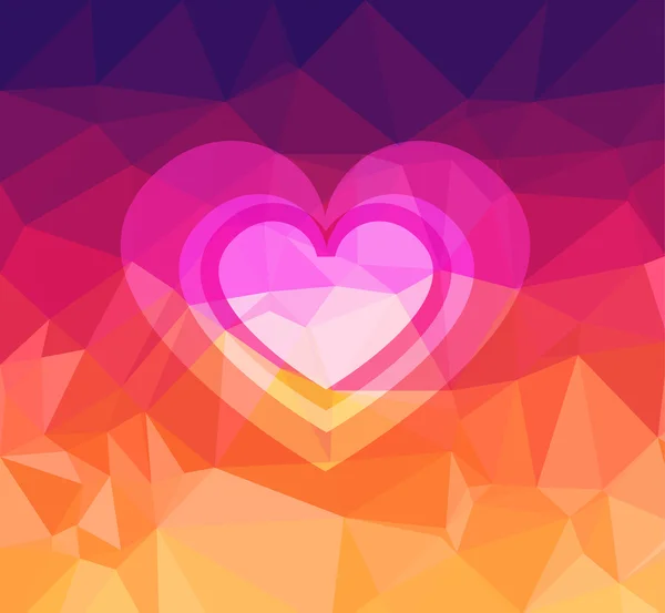 Çokgen kalp ile Sevgililer günü kartı — Stok Vektör