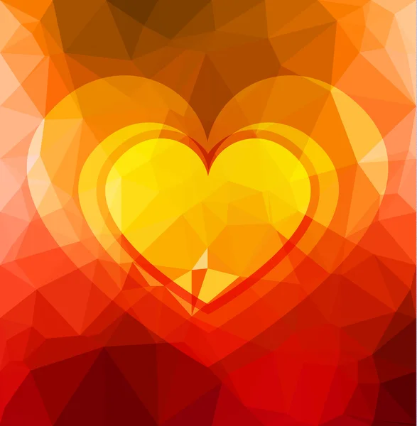 Tarjeta de San Valentín con corazón polígono — Vector de stock