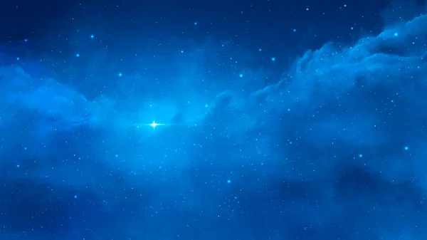 Space scene. Clear neat blue nebula with stars. Elements furnished by NASA. 3D renderin