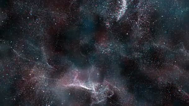 Rymdbilder Animerad Bakgrund Med Grumlig Nebulosa Och Massor Rymdpartiklar Inslag — Stockvideo