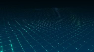 hareket eden yeşil neon ızgara, 3d canlandırma