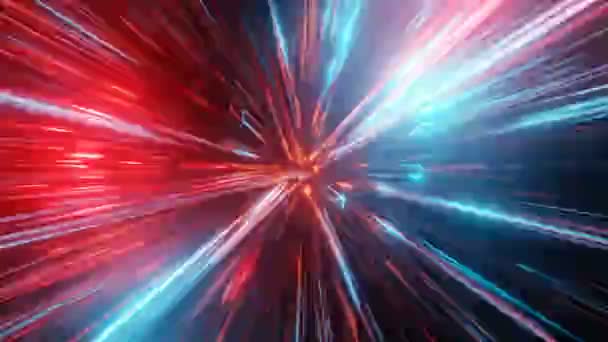 Hızlı Kırmızı Mavi Işık Tünelinden Geçiyor — Stok video