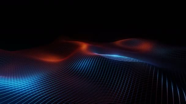 Animation Moving Red Blue Neon Grid — Stock Video