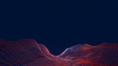 3d ızgara kırmızı tepeler arasında ilerliyor