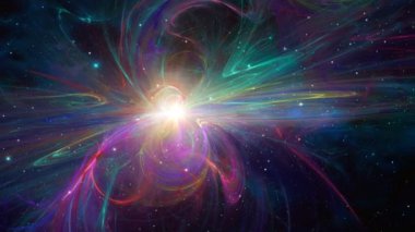 Yıldızlarla ve renkli çizgilerle uzay animasyonu