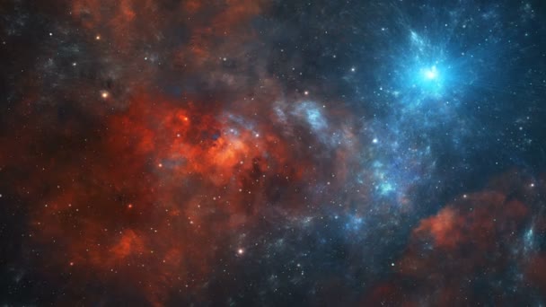 Raumanimation Mit Sternen Rotem Und Blauem Licht — Stockvideo