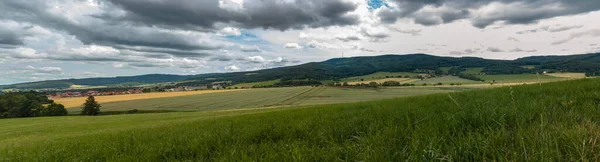 Panoramic View Summer Czech Landscape Small Vilage Chlum Hill Klet — Stock Photo, Image