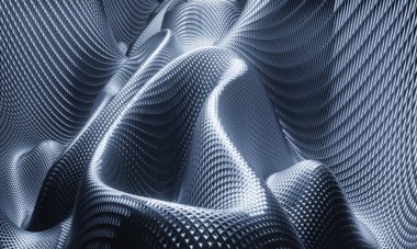 Soyut gümüş metal tel çerçeve parlatıcısı arka plan. 3B görüntüleme