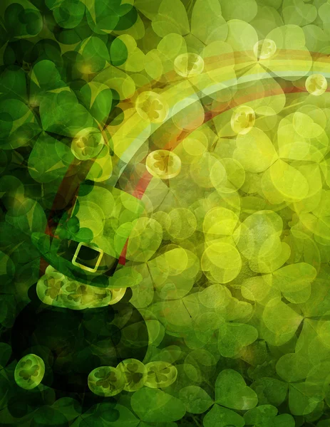 Shamrock Blätter Hintergrund mit Topf mit Gold Illustration — Stockfoto