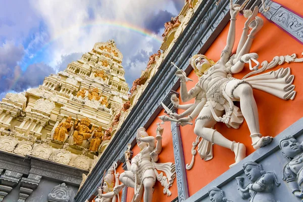Arquitetura Dravidiana Exterior do Templo Hindu — Fotografia de Stock
