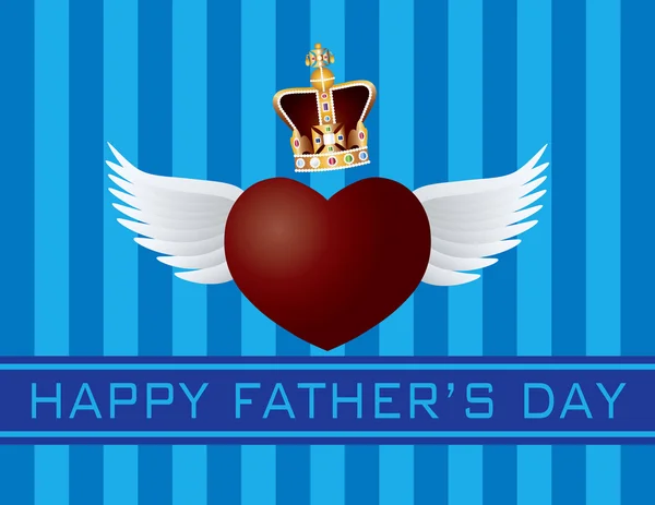 День отца с иллюстрацией Короны и Летающего Сердца — стоковый вектор