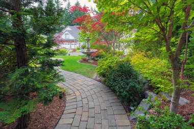 Garden Brick Path in Frontyard clipart