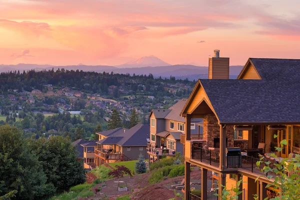 Sunset View from Deck of Luxury Homes — Stock Photo, Image