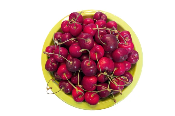 Tigela de Bing Cherries vista superior — Fotografia de Stock