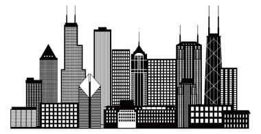 Chicago şehir manzarası siyah beyaz resim