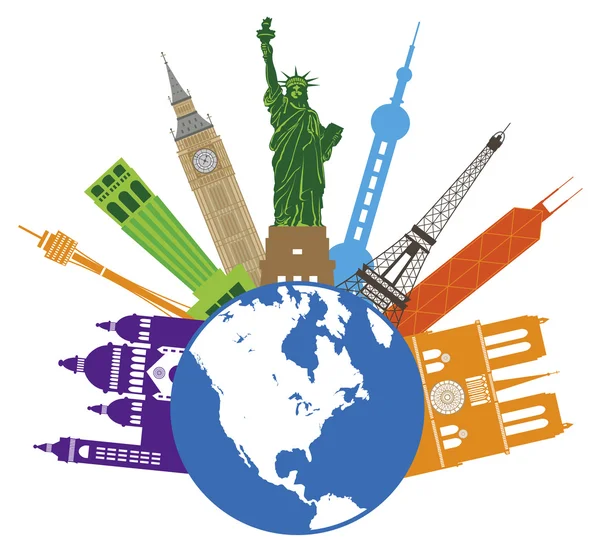 Globe pour World Travel Illustration couleur — Image vectorielle