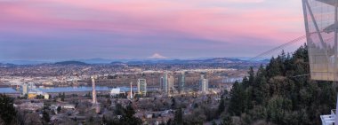 Portland South Waterfront at Sunset Panorama clipart