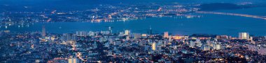 George Town Penang Malezya Hava görünümünü mavi saatte