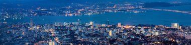 George Town Penang Malaysia Aerial View at Blue Hour clipart