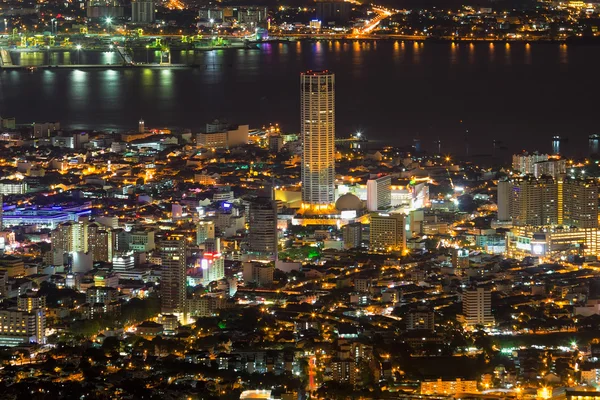 George Town Penang Malásia Vista aérea à noite — Fotografia de Stock