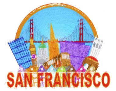 San Francisco soyut manzarası Golden Gate Köprüsü izlenimci