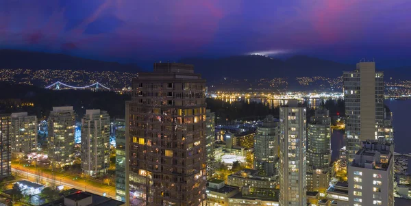 Alacakaranlıkta Panorama, Vancouver Bc Cityscape — Stok fotoğraf