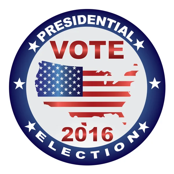 Hlasování 2016 Usa prezidentské volby tlačítko vektorové ilustrace — Stockový vektor