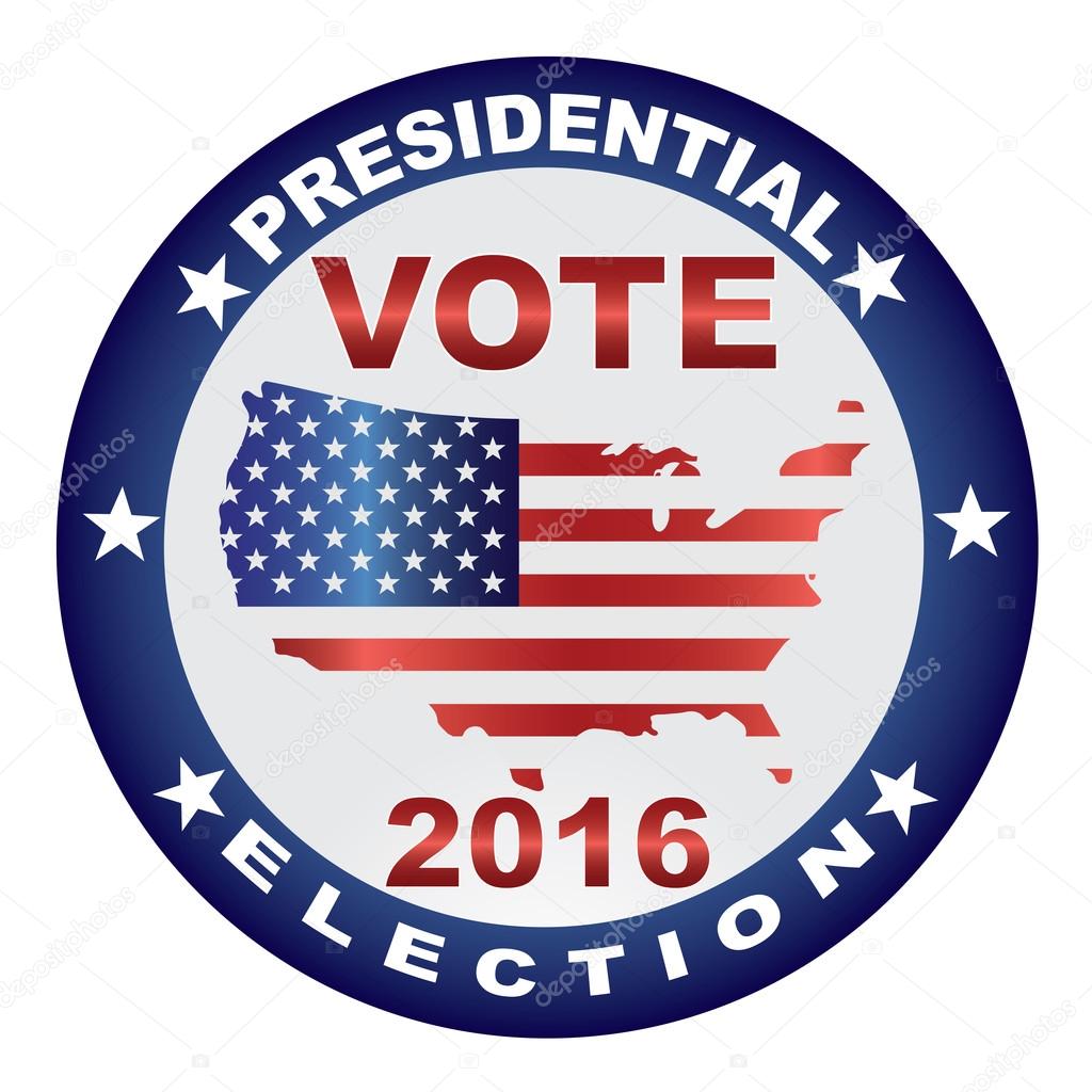 Vote 2016 USA Presidential Election Button Vector Illustration