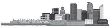 Vancouver Bc Kanada manzarası gri tonlamalı vektör çizim