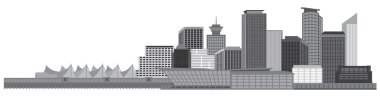 Vancouver BC Canada Skyline Grayscale Vector Illustration clipart