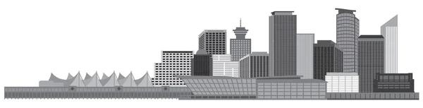 Vancouver BC Canada Skyline Illustration vectorielle en niveaux de gris — Image vectorielle