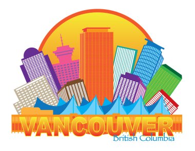 Vancouver Bc Kanada manzarası daire renk vektör çizim