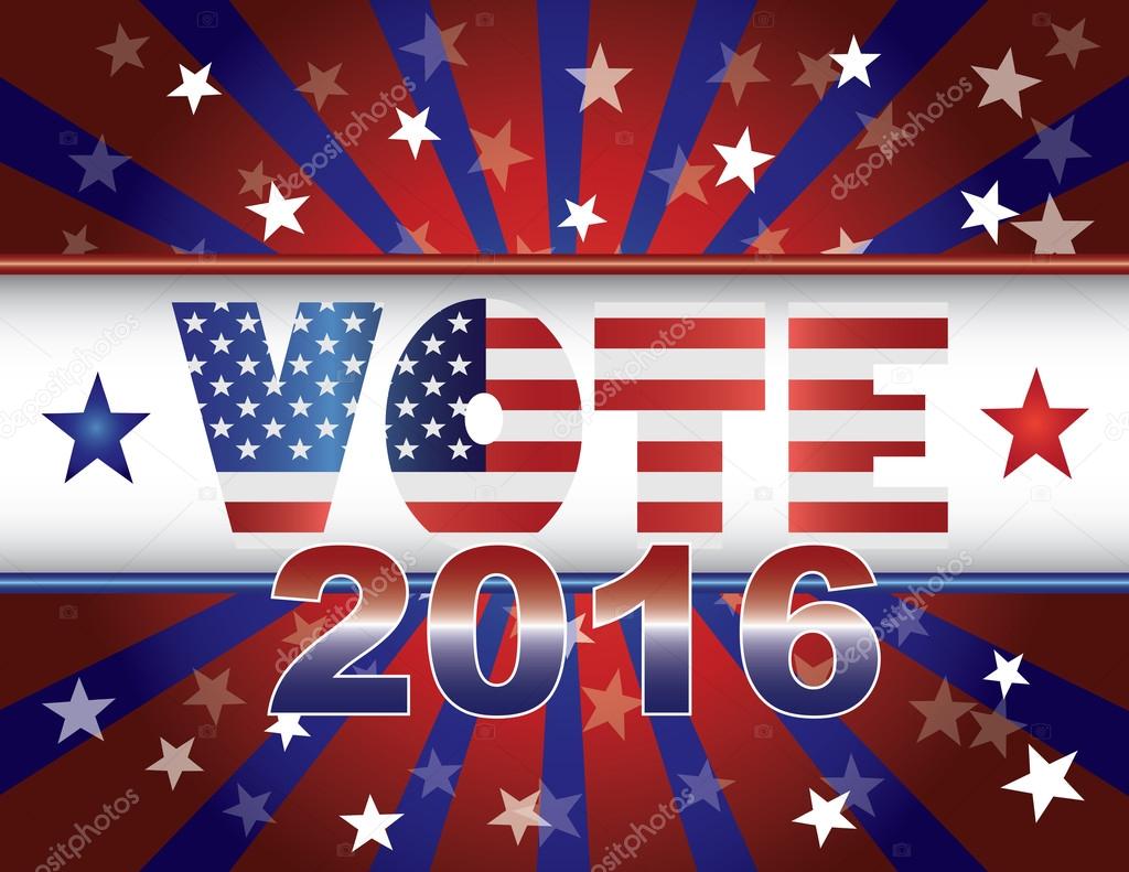 Vote 2016 Presidential Election On USA Flag Background Vector Illustration