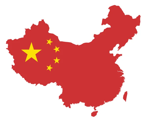 Bandera de la República Popular China en el mapa Vector Illustration — Vector de stock