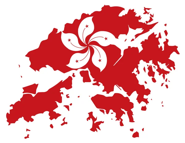 Hong Kong σημαία στο περίγραμμα του χάρτη διανυσματικά εικονογράφηση — Διανυσματικό Αρχείο