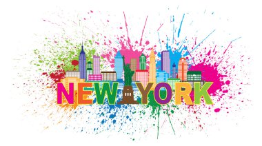 New York City Skyline Paint Splatter Illustration clipart
