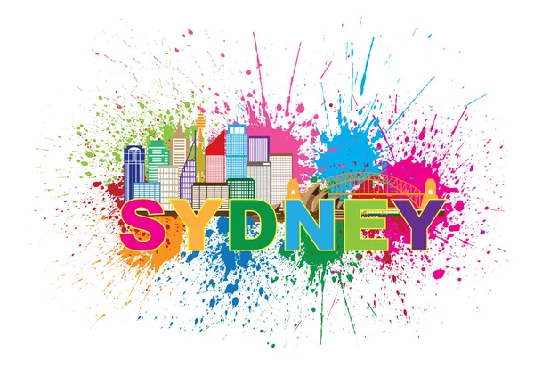 オーストラリア シドニーのスカイライン カラフルな抽象的なイラスト — ストックベクタ