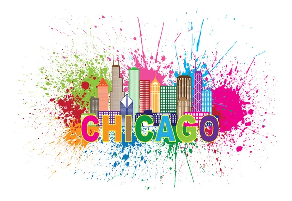 Chicago sklyine Farbspritzer abstrakte Illustration — Stockvektor