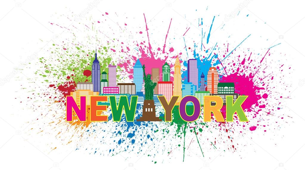 New York City Skyline Paint Splatter Illustration