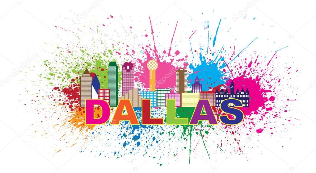 Dallas Skyline Paint Splatter Color Vector Illustration