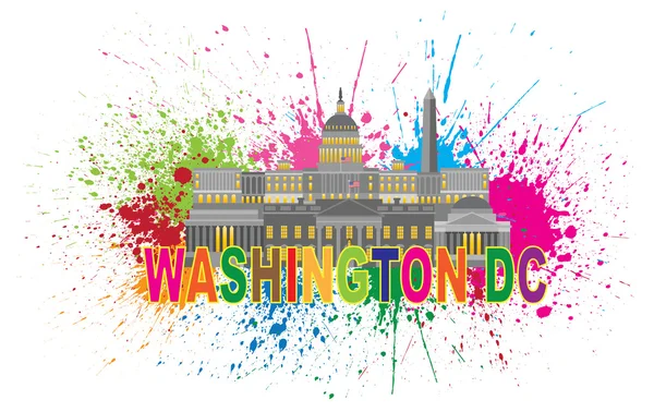 Washington Dc anıtlar ve simge vektör çizim sıçramak — Stok Vektör
