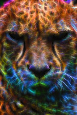 Cheetah Neon Portrait Special Effect clipart