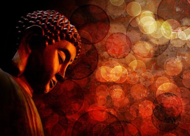 Bronz kırmızı Zen Buda heykeli meditasyon
