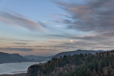 Full Moon Rising over Columbia River Gorge clipart