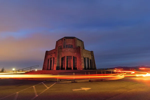 Light Trails Around Vista House — Stock Photo, Image