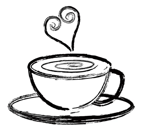 Kopje koffie met abstracte illustratie van de liefde — Stockvector