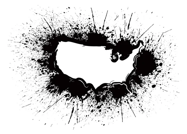 Illustration d'éclaboussure d'encre grunge sur carte des États-Unis — Image vectorielle