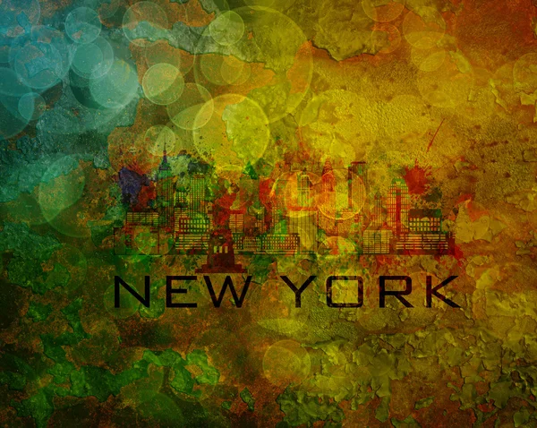 Skyline de Nueva York sobre Grunge Background Illustration — Foto de Stock