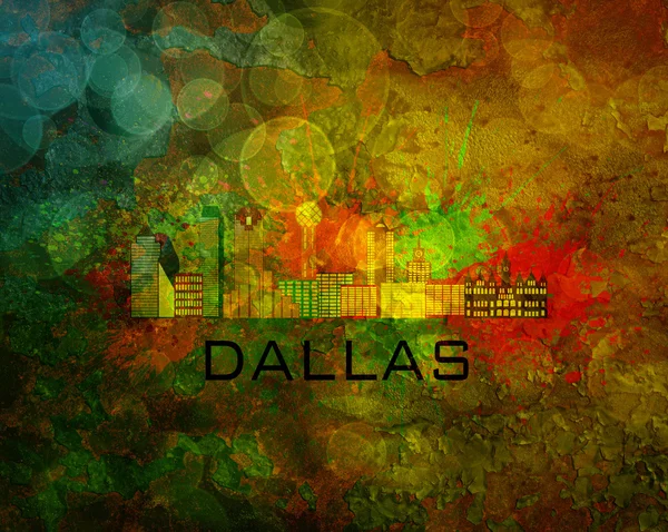 Dallas City Skyline su Grunge Sfondo Illustrazione — Foto Stock