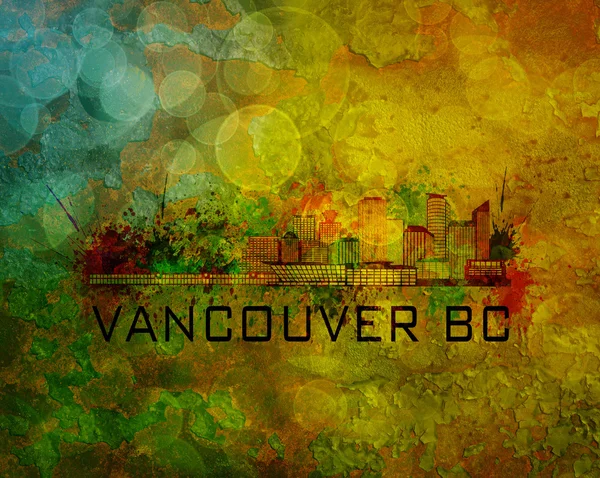 Ванкувер BC City Skyline on Grunge Background Illustration — стоковое фото